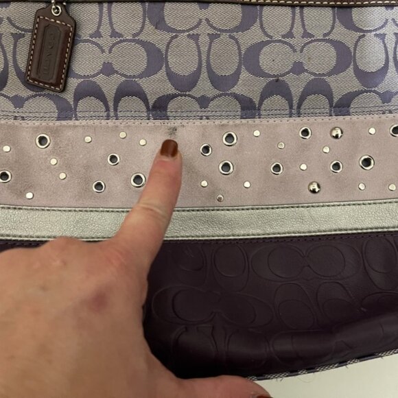 Coach Lavender Suede Canvas Signature Shoulder Bag - Picture 4 of 6